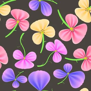 Seamless Colorful Flower Pattern Isolated on Grey Background Stock Illustration