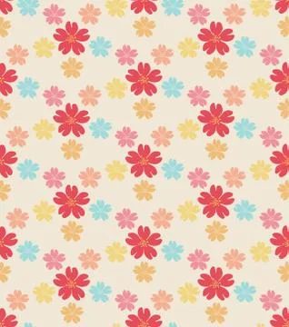 Seamless colorful flower pattern set Stock Illustration