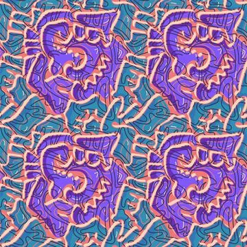 Seamless colorful freehand pattern with shapes Stock Illustration