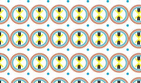 Seamless Colorful Geometric Circle Pattern With Retro Mosaic Motif for Wall.. イラスト素材