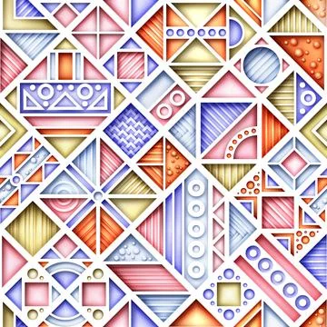 Seamless Colorful Geometric Pattern, Crazy Patchwork Quilt Ornament Stock Illustration
