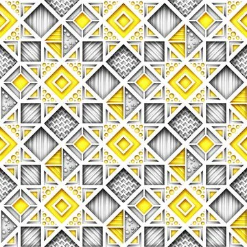 Seamless Colorful Geometric Pattern, Crazy Patchwork Quilt Ornament Stock Illustration
