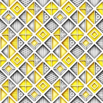 Seamless Colorful Geometric Pattern, Crazy Patchwork Quilt Ornament Stock Illustration