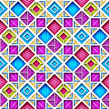 Seamless Colorful Geometric Pattern, Crazy Patchwork Quilt Ornament Stock Illustration