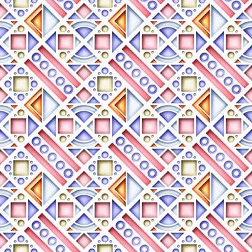 Seamless Colorful Geometric Pattern, Crazy Patchwork Quilt Ornament Stock Illustration