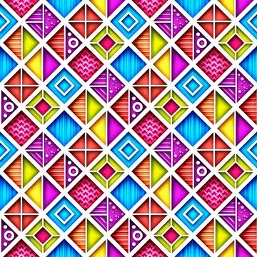 Seamless Colorful Geometric Pattern, Crazy Patchwork Quilt Ornament Stock Illustration