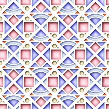 Seamless Colorful Geometric Pattern, Crazy Patchwork Quilt Ornament Stock Illustration