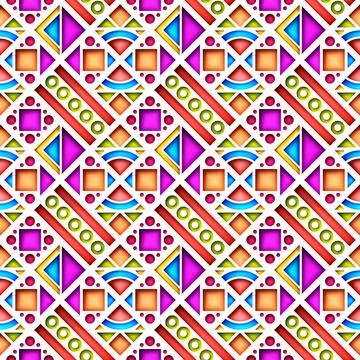 Seamless Colorful Geometric Pattern, Crazy Patchwork Quilt Ornament Stock Illustration