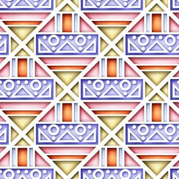 Seamless Colorful Geometric Pattern, Crazy Patchwork Quilt Ornament Illustrazione stock