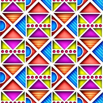 Seamless Colorful Geometric Pattern with Triangles イラスト素材
