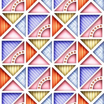 Seamless Colorful Geometric Pattern with Triangles Stock Illustration