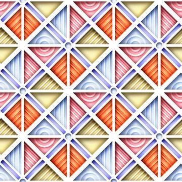 Seamless Colorful Geometric Pattern with Triangles Stock Illustration