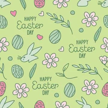 Seamless colorful hand-drawn pattern for Easter Day. Vector illustration Stock Illustration