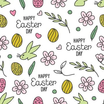 Seamless colorful hand-drawn pattern for Easter Day 스톡 일러스트