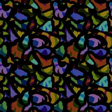 Seamless colorful hand-drawn patterns on a black background. Pop art design Stock Illustration