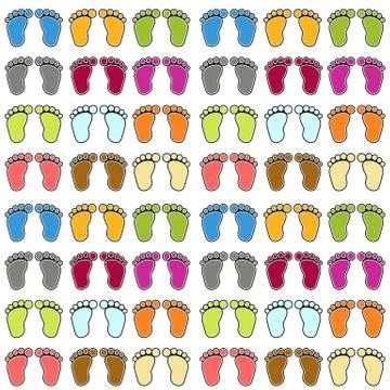 Seamless colorful human foot pattern Stock Illustration