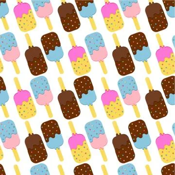 Seamless Colorful Ice Cream Pattern Stock Illustration