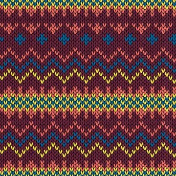 Seamless colorful knitted pattern Stock Illustration