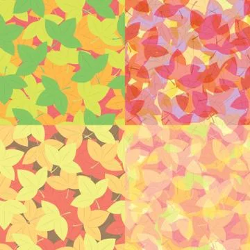 Seamless colorful leaves pattern, Abstract background Stock Illustration