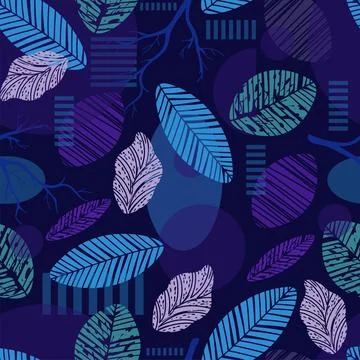 Seamless Colorful Leaves Pattern Background. Stock Illustration