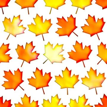 Seamless colorful maple-leaf texture, Isolation on a white background Stock Illustration