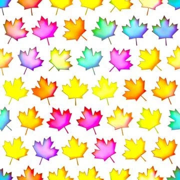 Seamless colorful maple-leaf texture, Isolation on a white background Stock Illustration