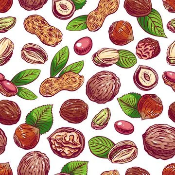 Seamless colorful nuts Ilustración de archivo