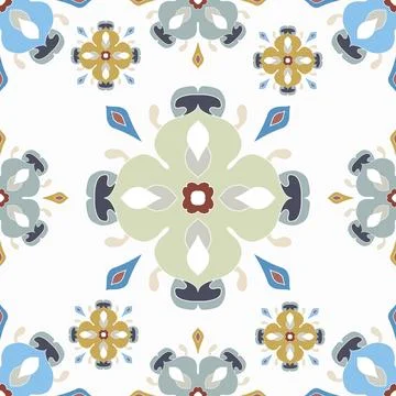 Seamless colorful patchwork from Azulejo tiles. Portuguese and Spain decor Illustrazione stock