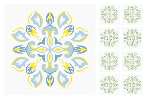 Seamless colorful patchwork from Azulejo tiles. Portuguese and Spain decor Stock Illustration