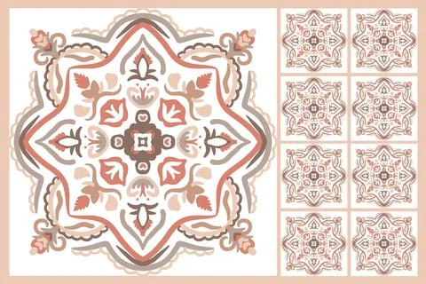 Seamless colorful patchwork from Azulejo tiles. Portuguese and Spain decor Illustrazione stock