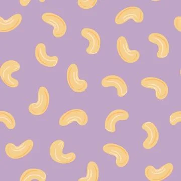 Seamless colorful pattern of cashew. Kitchen, cooking print. Stock Illustration