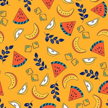 Seamless colorful pattern with fruits. Stock Illustration