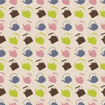 Seamless Colorful Pattern with Kettle Stock-Illustration