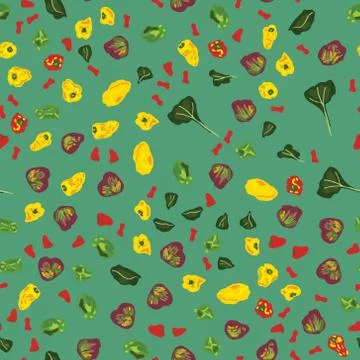 Seamless colorful pattern with mix vegetables. Stock Illustration
