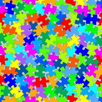 Seamless colorful pattern with puzzles, jigsaw, childrens pattern background Stock Illustration