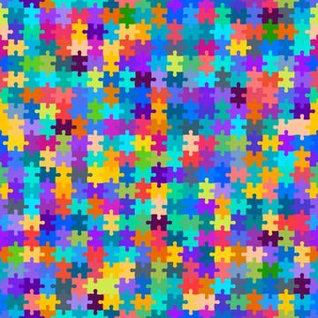 Seamless colorful pattern with puzzles, jigsaw, childrens pattern background Stock Illustration