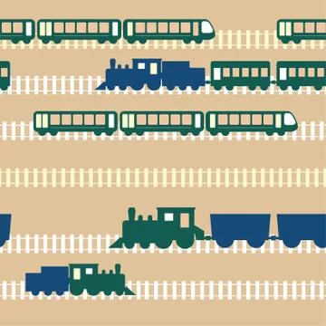 Seamless colorful pattern with train Illustrazione stock