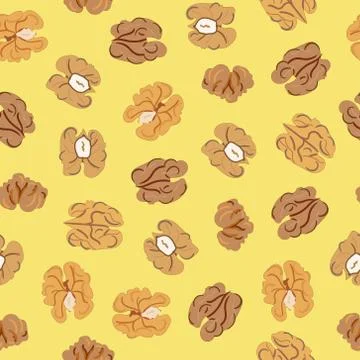 Seamless colorful pattern of walnut. Kitchen, cooking print. Stock Illustration