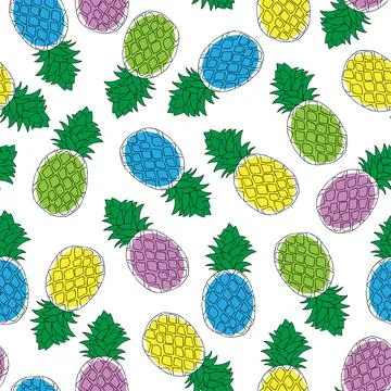 Seamless colorful pineapple pattern Stock Illustration