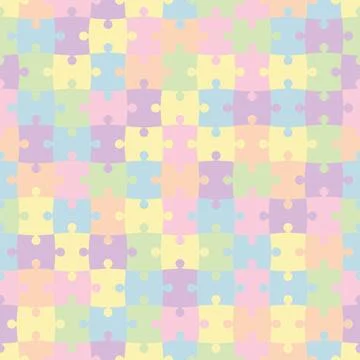 Seamless colorful puzzle grid pattern in pastel rainbow color background, v.. Stock Illustration