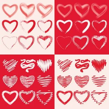 Seamless colorful red hearts pattern, Valentine s day concept, vector Illustrazione stock