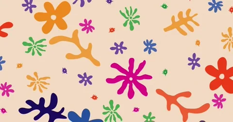Seamless colorful retro flower loop animation background Stock Footage 252049814