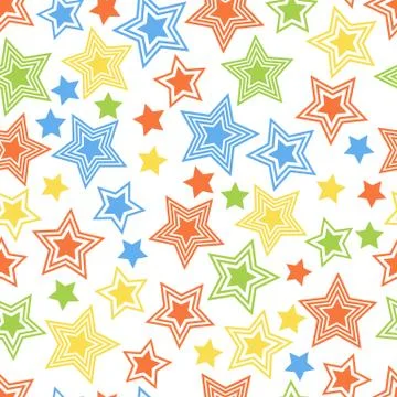 Seamless colorful stars pattern for tissue and postcards Stock Illustration