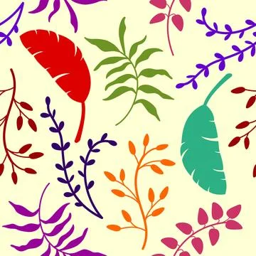 Seamless colorful tropical leaf pattern. Floral background. Floral shabby chic.  Illustrazione stock