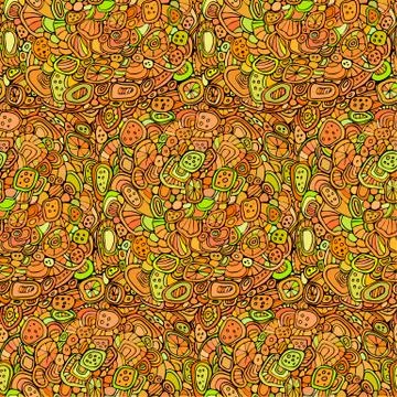 Seamless colorful vector doodle pattern. Hand drawn abstract texture Illustrazione stock