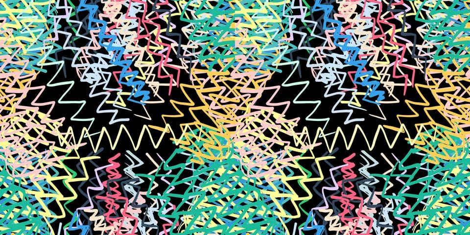 Seamless colorful vector pattern of geometric zigzag strokes arranged in vibrant 스톡 일러스트