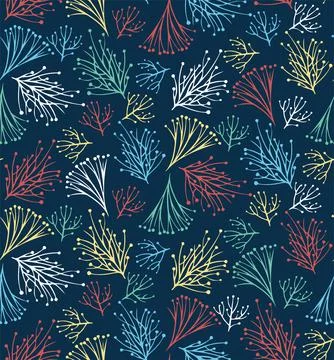 Seamless colorfull pattern of branches Stock Illustration