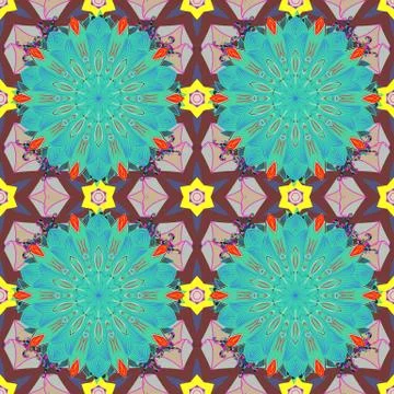 Seamless Colour Spring Theme seamless pattern Background. Flat Flower Elements D Stock Illustration