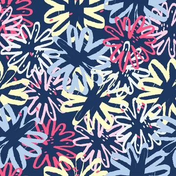 Seamless colourful abstract flower pattern background flower, greeting card Stock Illustration
