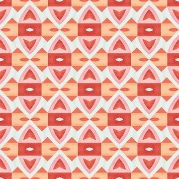 Seamless Colourful Abstract Geometric Background Pattern in Red and Orange Stock Illustration